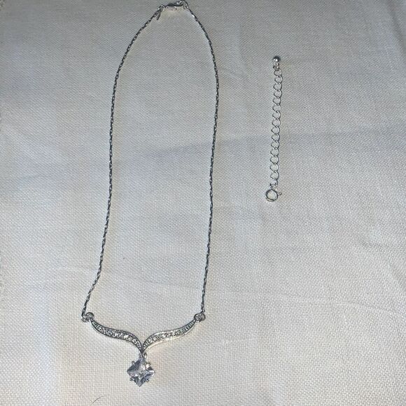 Avon Art Deco Silver Diamond Necklace - Picture 3 of 13